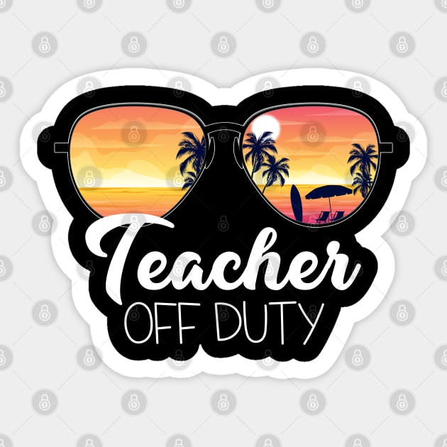 Vintage Teacher Off Duty Sunglasses Beach Sunset 70's 80's 90's Sticker by ZimBom Designer